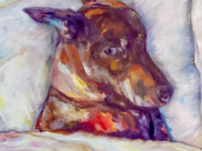 El perro y yo  / oil on canvas / 100 x 80 cm